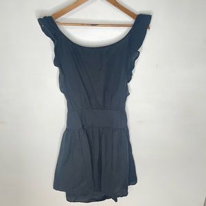 Free People black linen ruffle Pinafore dress